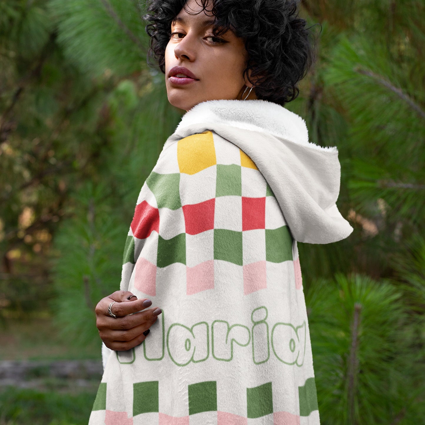 Colorful Checkmate Hooded Blanket