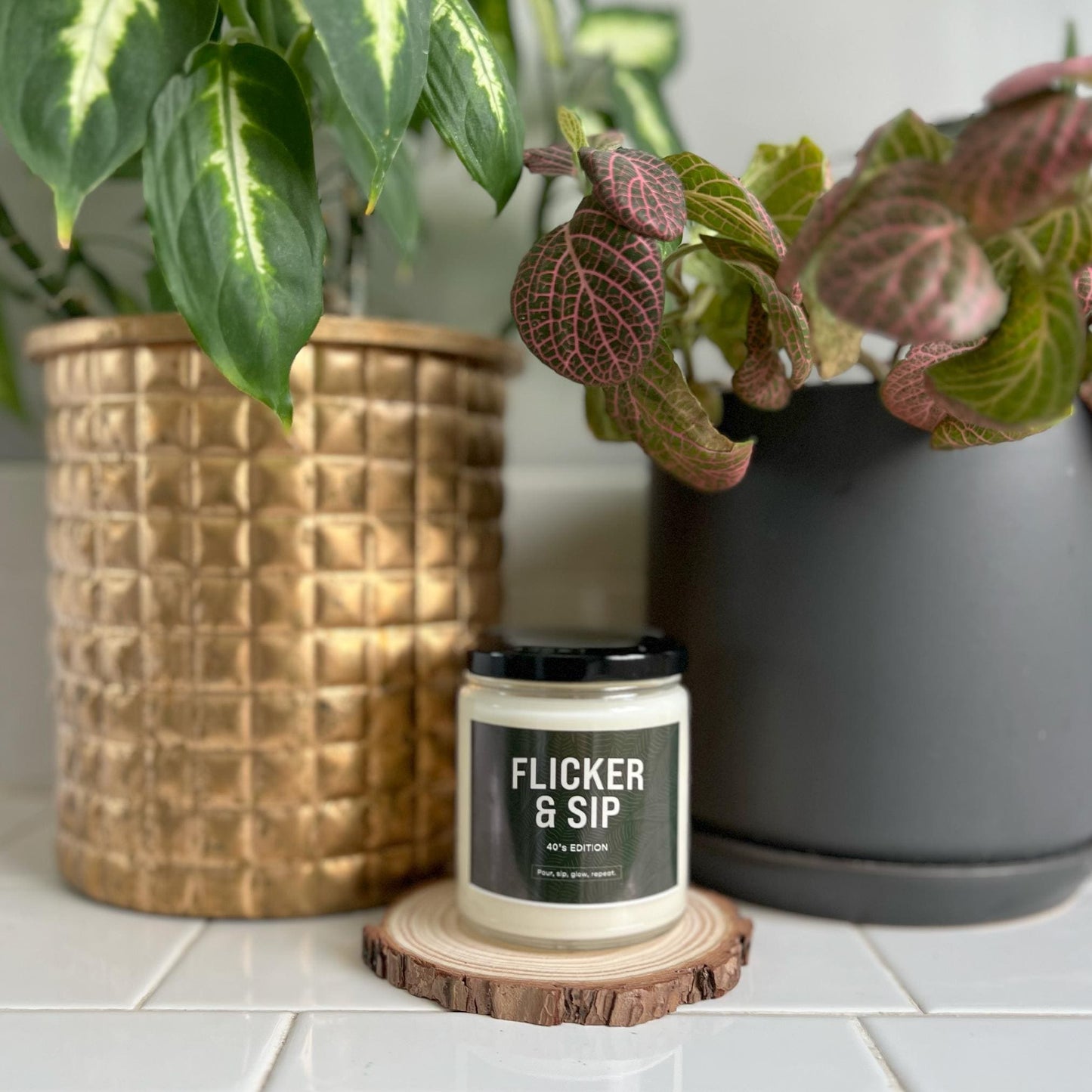 Flicker & Sip Custom Candle
