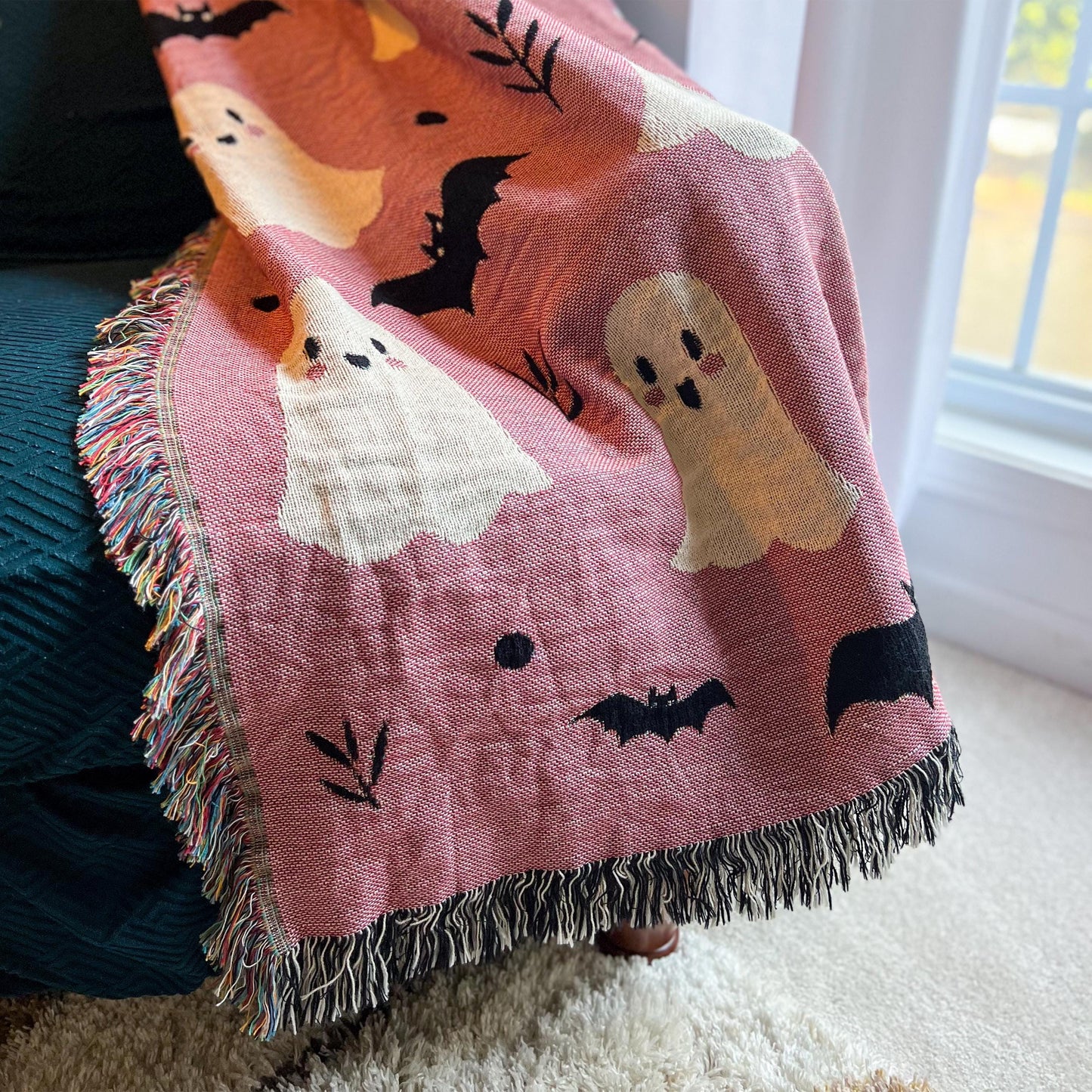 Ghosts and Bats Woven Blanket