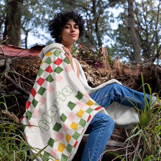 Colorful Checkmate Hooded Blanket
