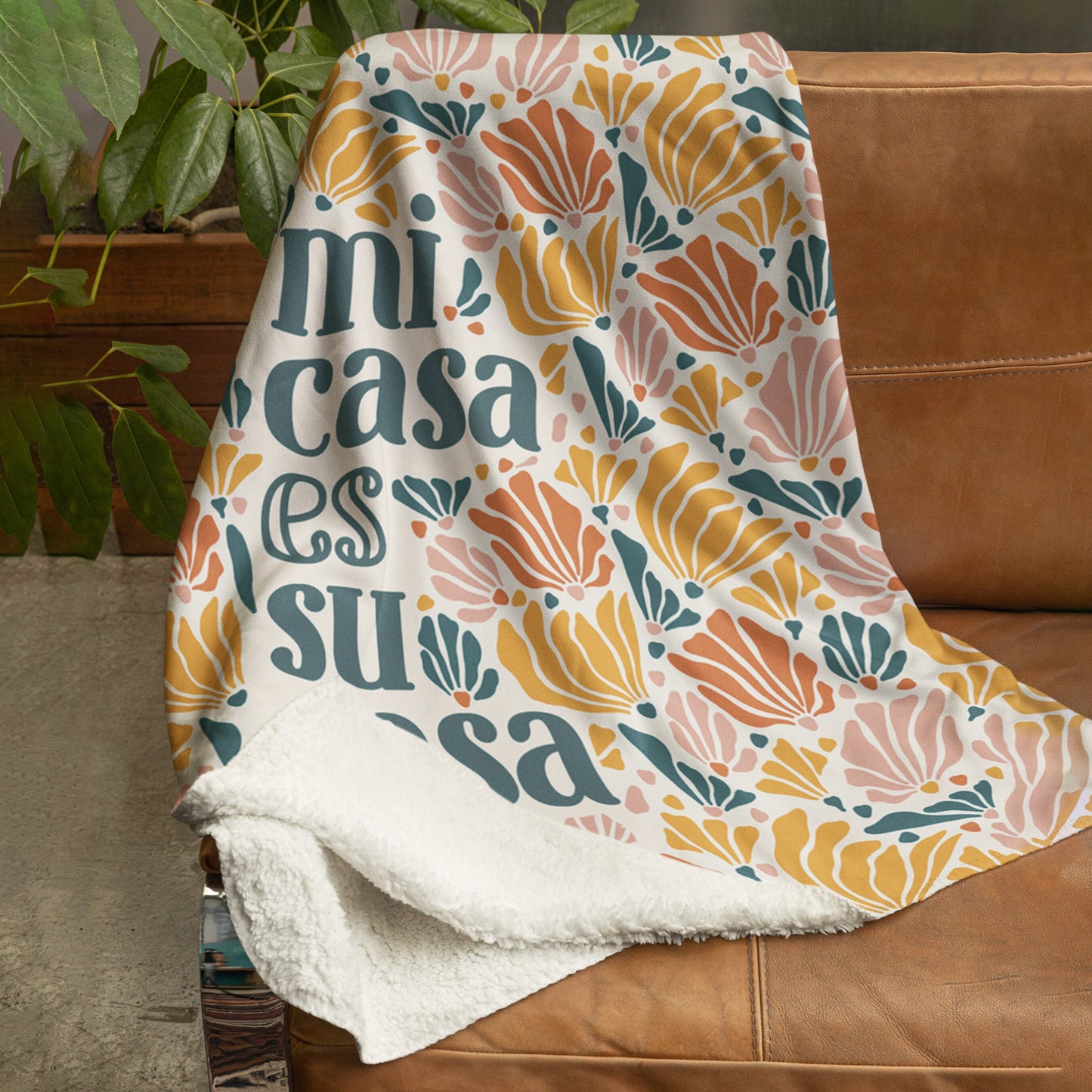 Mi Casa es Su Casa Fleece Sherpa Housewarming Gift Blanket Cozy Accent