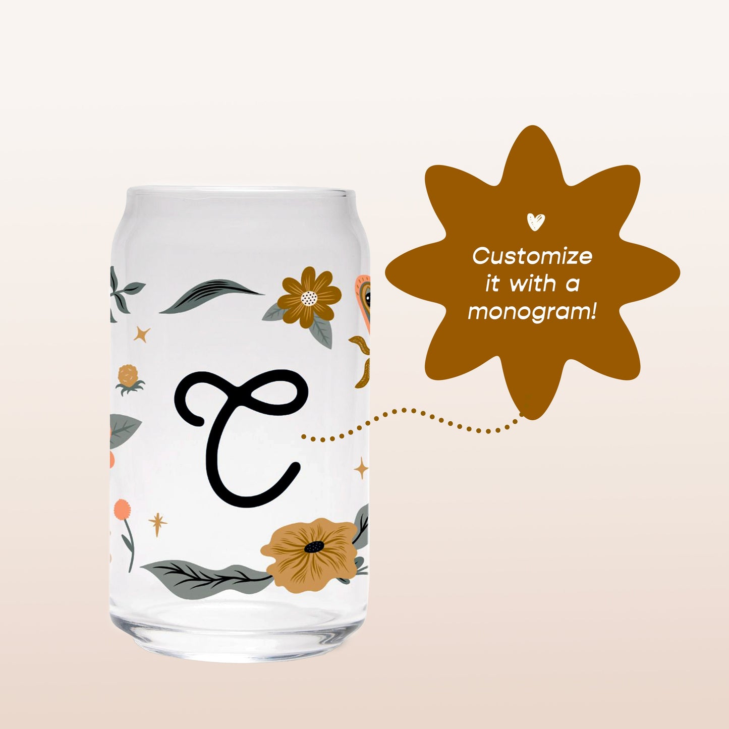 Moth and Floral Glass Tumbler