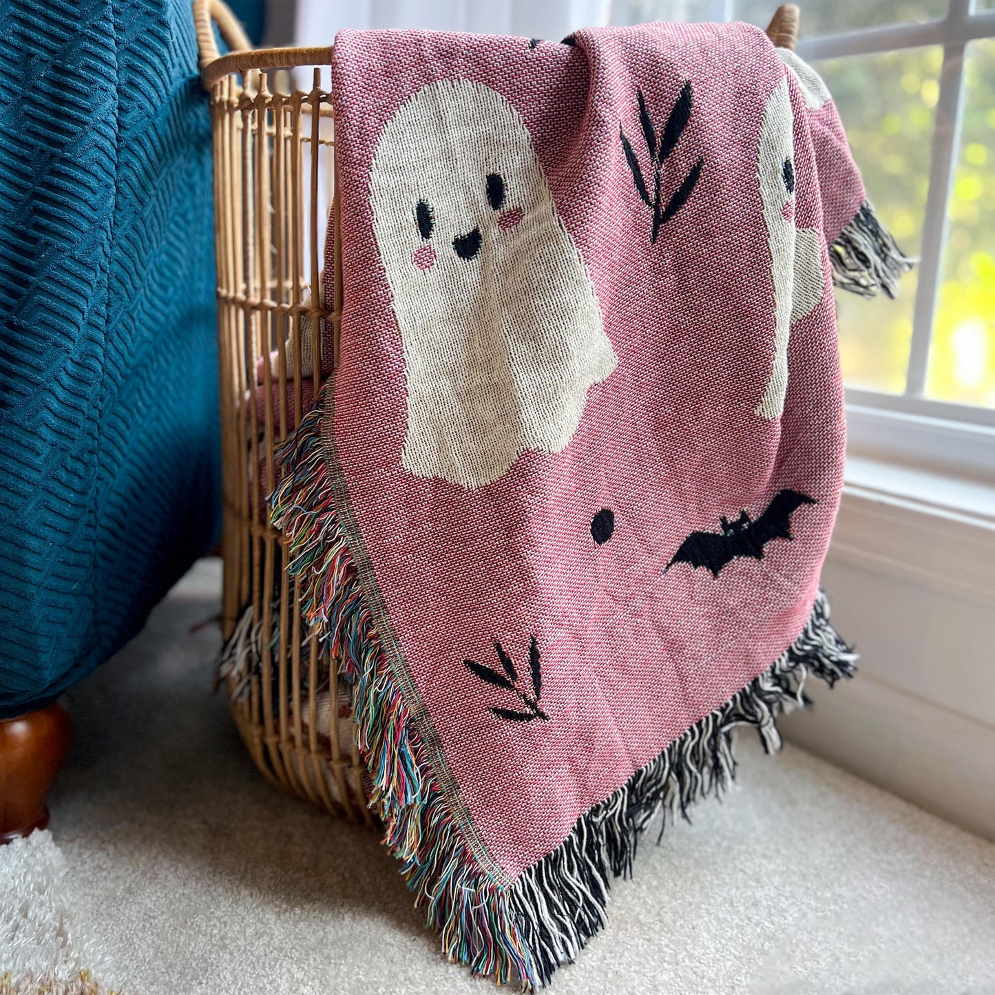 Ghosts and Bats Woven Blanket