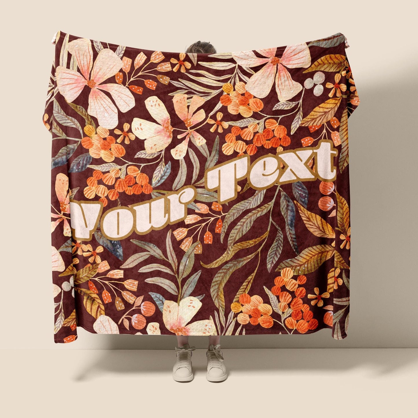 Personalized Vintage Flowers Blanket with Name Custom Velveteen Blanket Gift Birthday Anniversary Gift Custom Gift