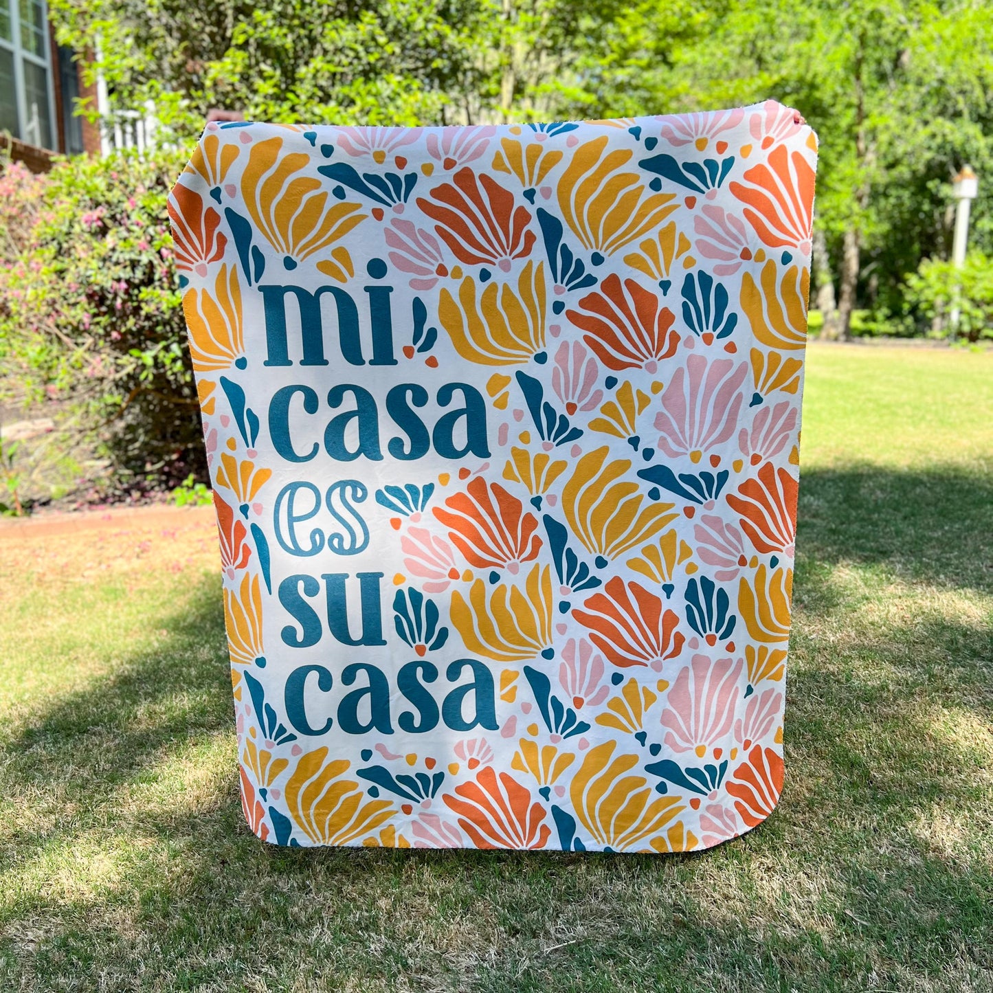 Mi Casa es Su Casa Fleece Sherpa Housewarming Gift Blanket Cozy Accent